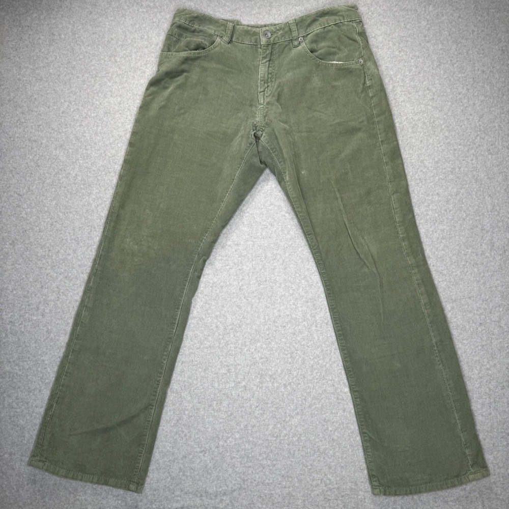 Volcom Corduroy Pants Mens 32 (Measures 34x32)Green Straight Leg Skate - READ